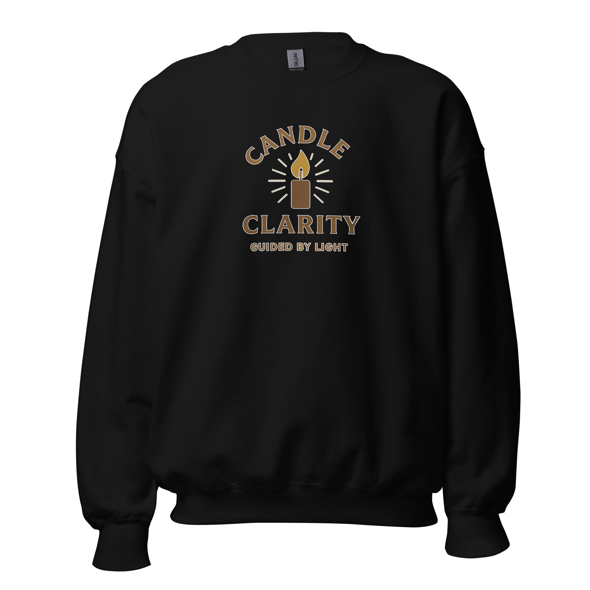 Front view of Black Candle Clarity Spiritual Sweatshirt by Enlight Me Center