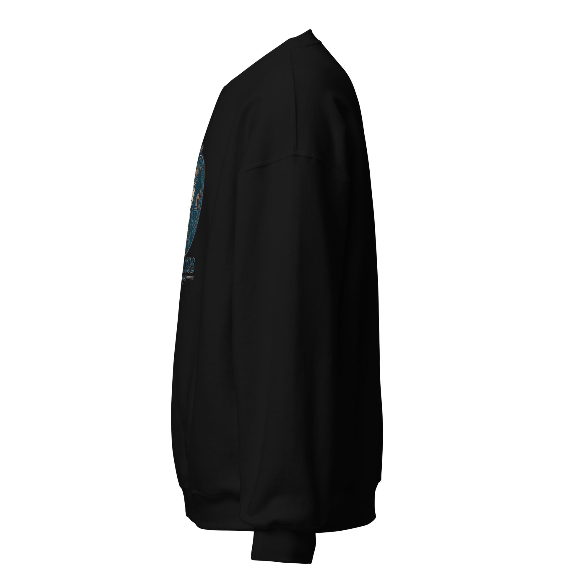 Side view of Black Ephessus Athena The Defender Divine Feminine Sweatshirt by Enlight Me Center