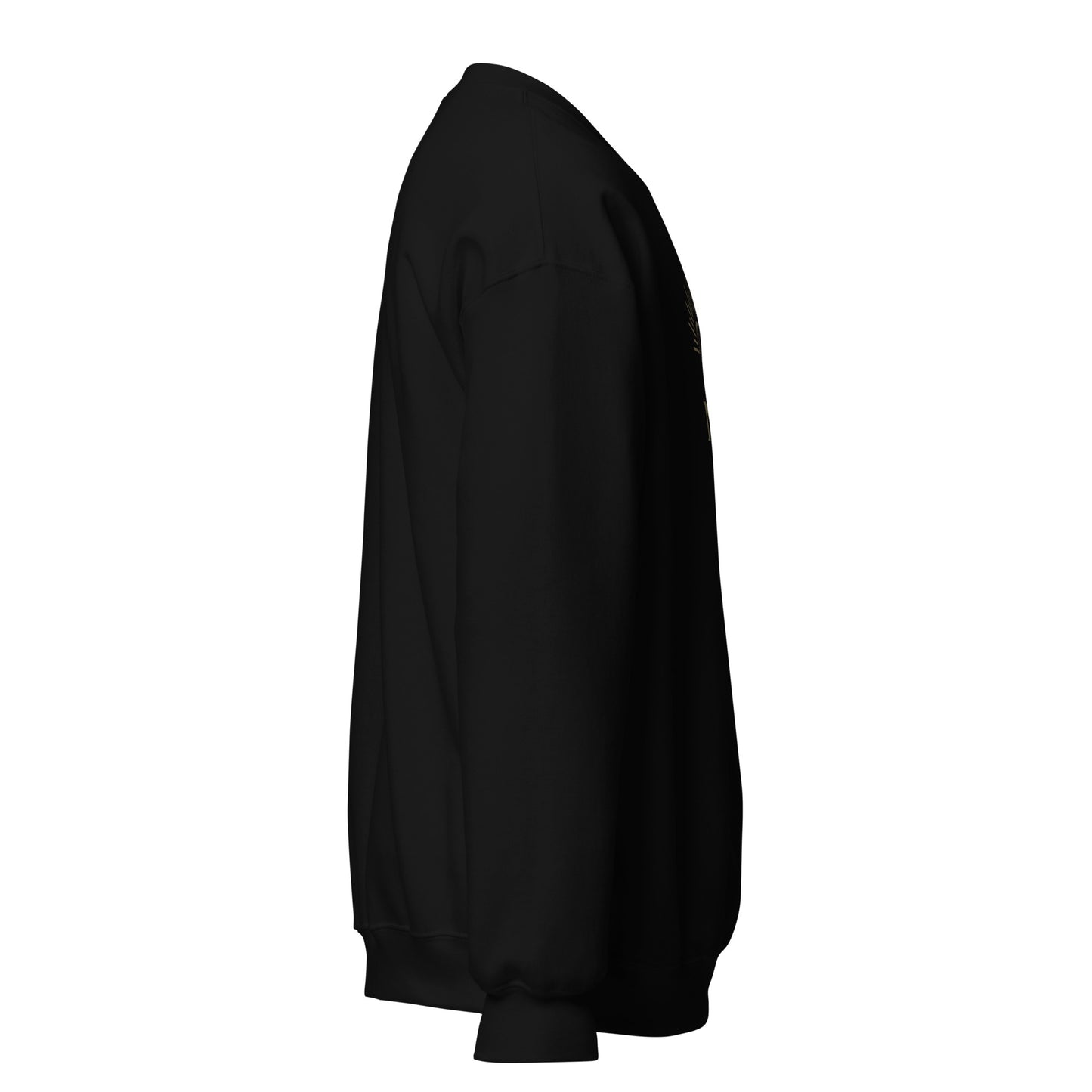 Side view of Black NUR Spiritual Sweatshirt by Enlight Me Center