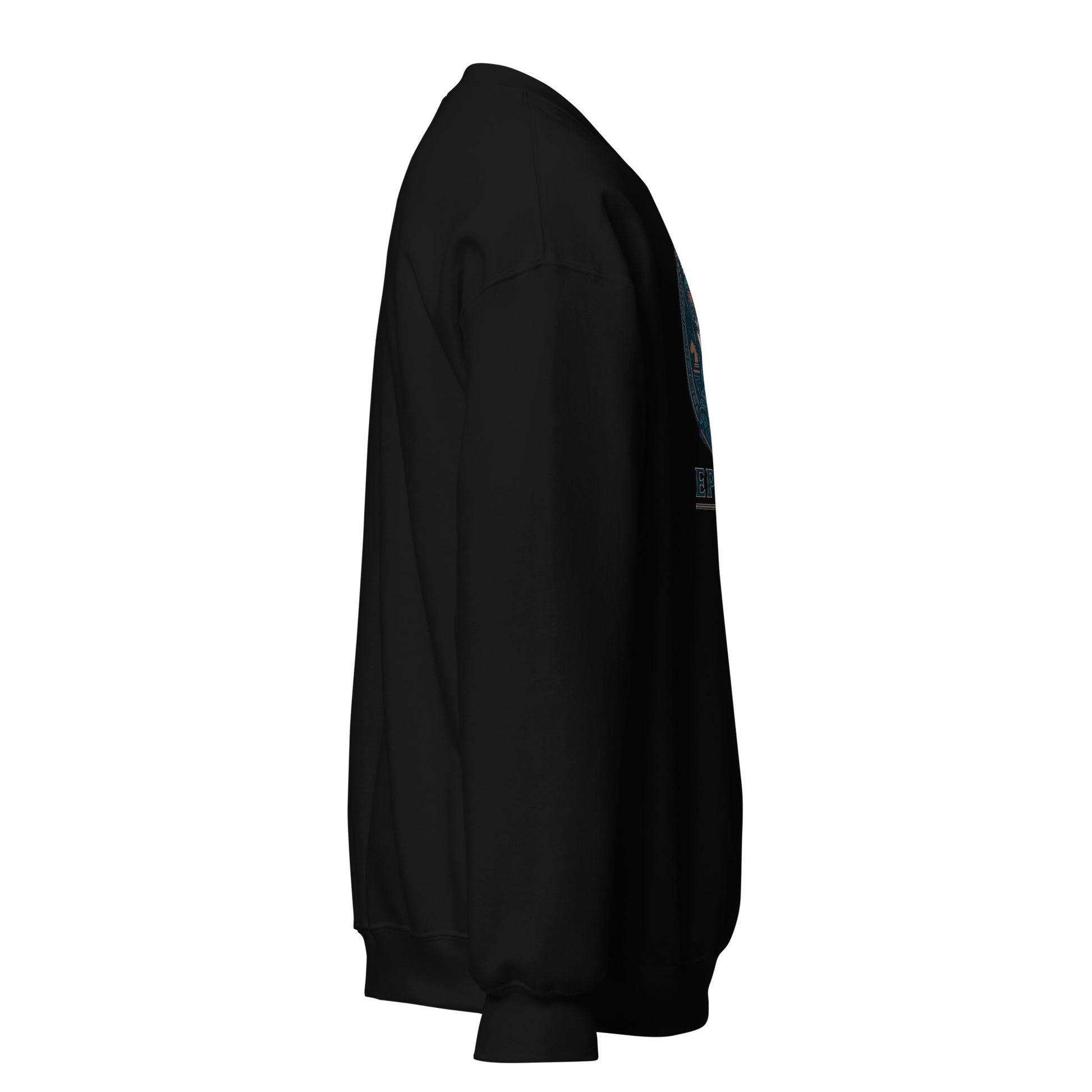 Side view of Black Ephessus Athena The Defender Divine Feminine Sweatshirt by Enlight Me Center