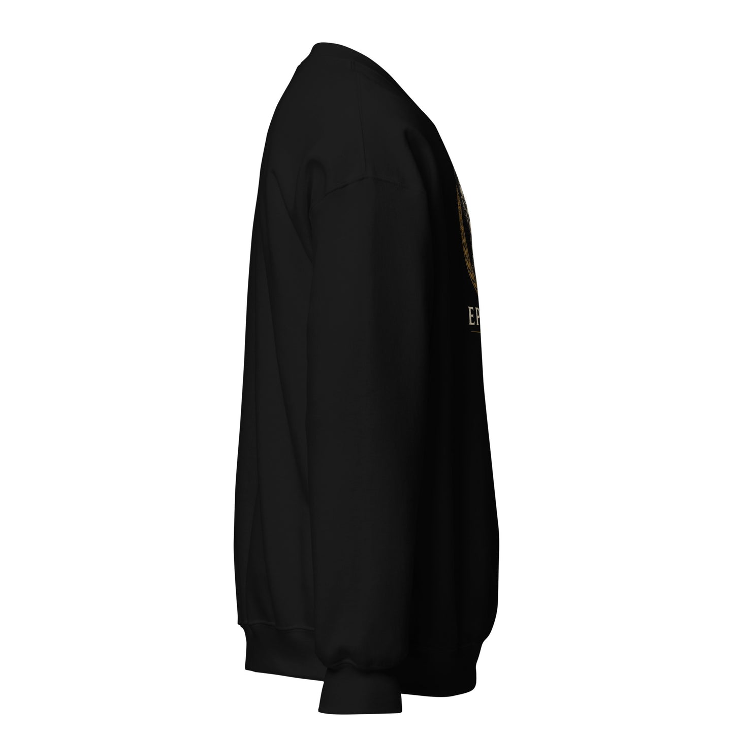 Side view of Black Ephessus Athena The Wise Guardian Divine Feminine Sweatshirt by Enlight Me Center