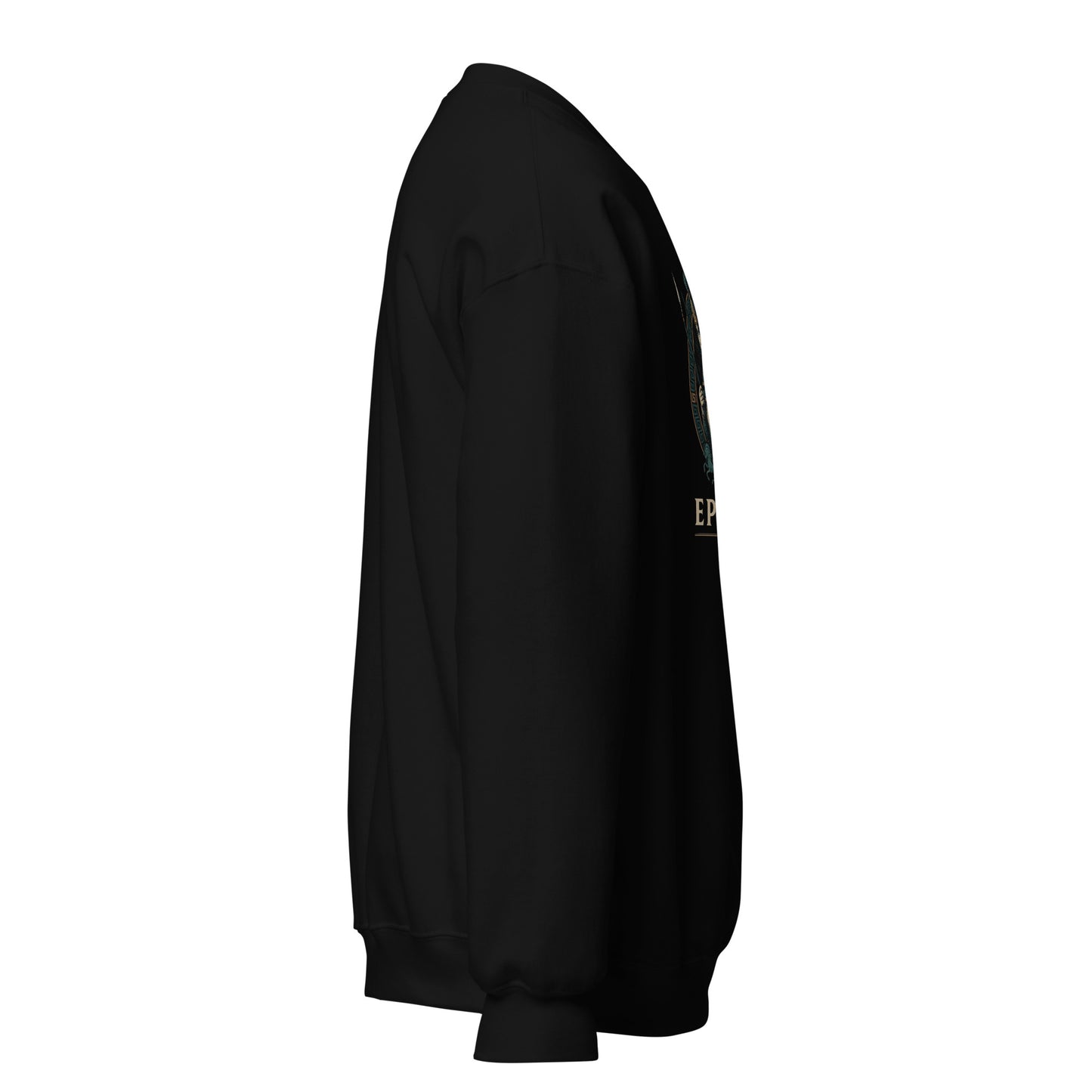 Side view of Black Ephessus Athena The Owl-Bearer Divine Feminine Sweatshirt by Enlight Me Center