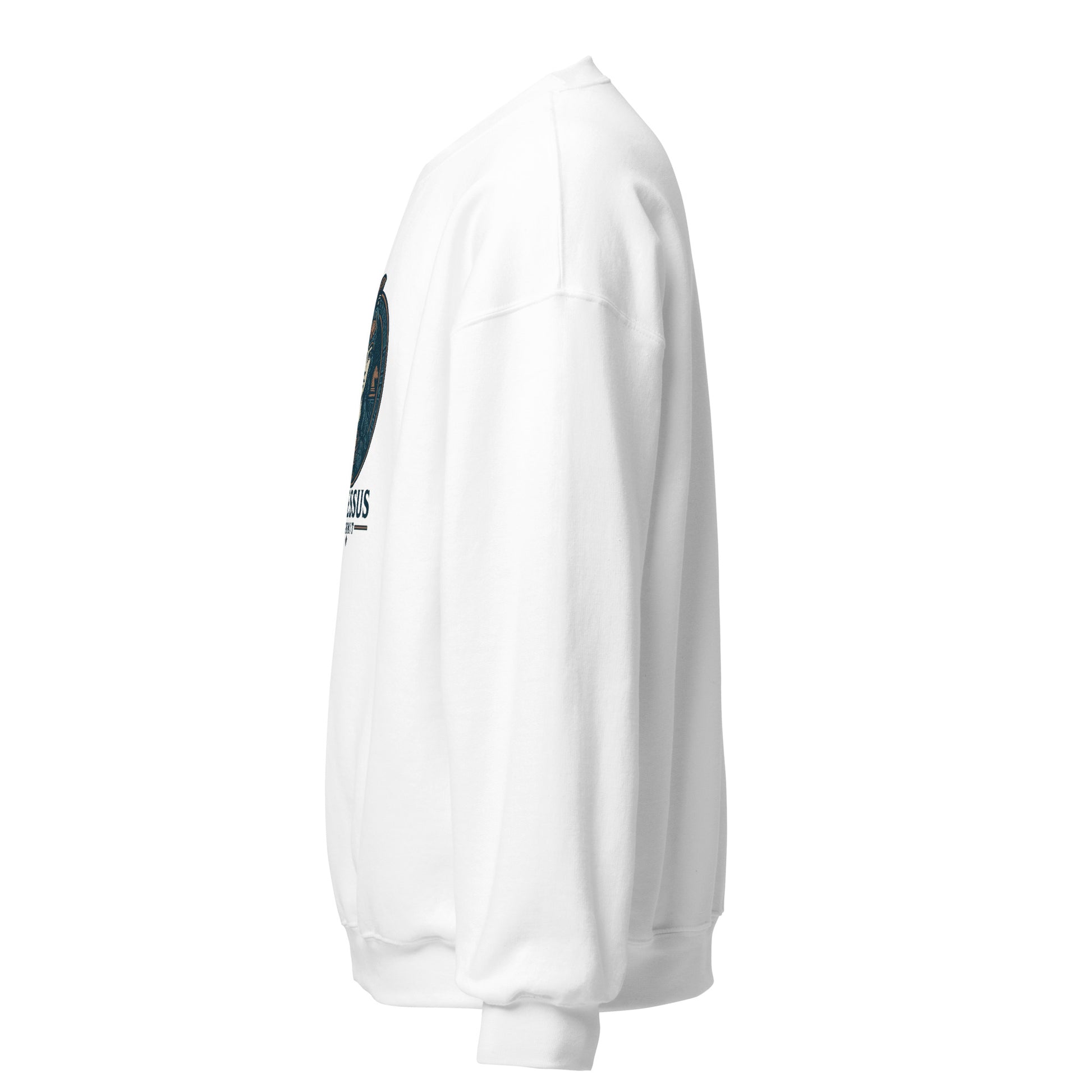 Side view of White Ephessus Athena The Defender Divine Feminine Sweatshirt by Enlight Me Center