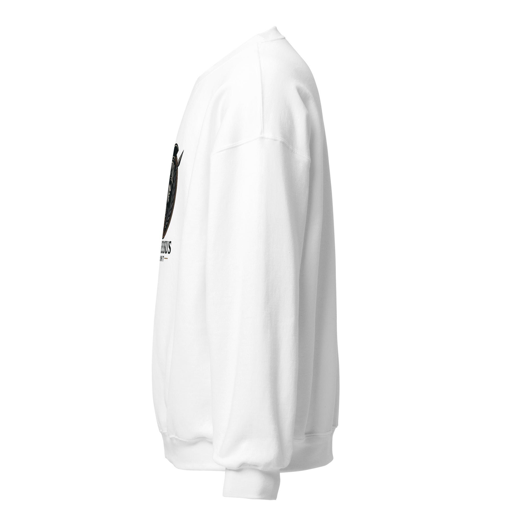 Side view of White Ephessus Athena Eternal Warrior Divine Feminine Sweatshirt by Enlight Me Center