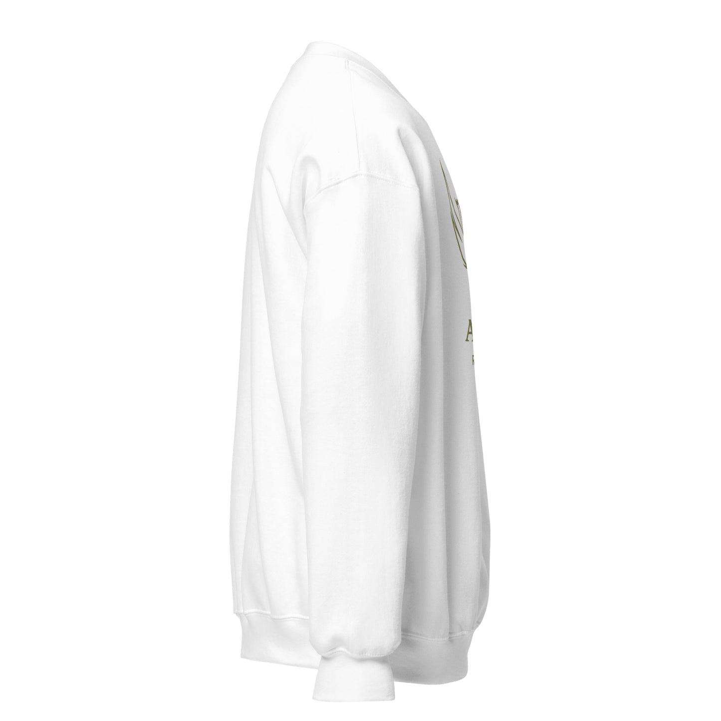 Side view of White ANQA Rebirth Spiritual Sweatshirt by Enlight Me Center