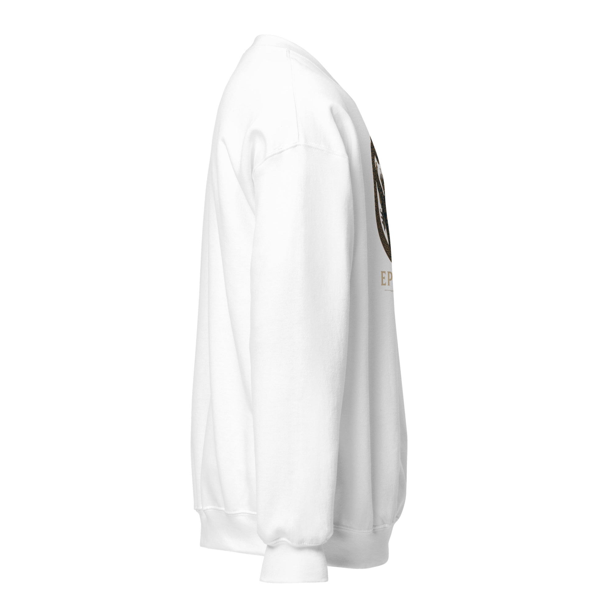 Side view of White Ephessus Poseidon The Storm Bringer Mythology Sweatshirt by Enlight Me Center