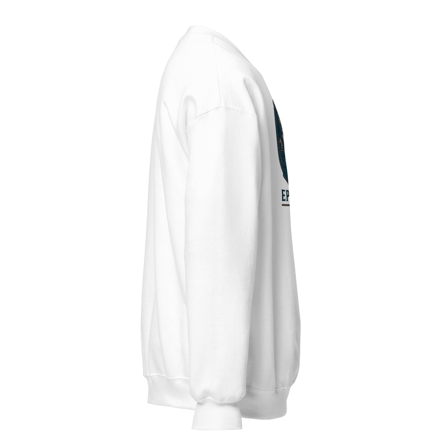 Side view of White Ephessus Athena The Defender Divine Feminine Sweatshirt by Enlight Me Center