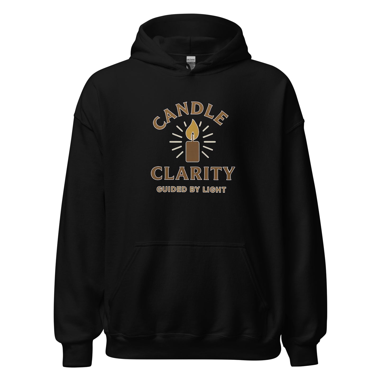 Front view of Black Candle Clarity Spiritual Hoodie by Enlight Me Center
