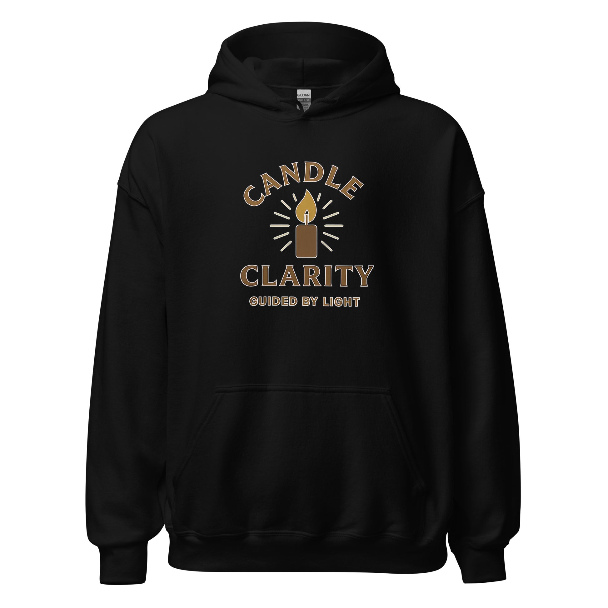Front view of Black Candle Clarity Spiritual Hoodie by Enlight Me Center