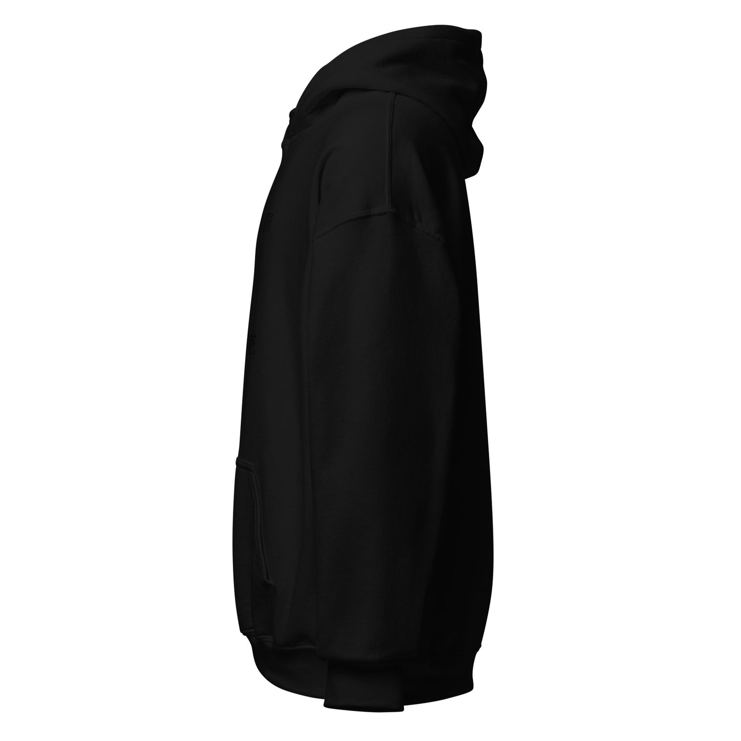 Side view of Black I Have Hope I Have Faith Spiritual Hoodie by Enlight Me Center