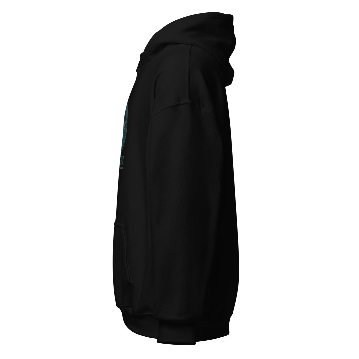Side view of Black Ephessus Athena The Defender Divine Feminine Hoodie by Enlight Me Center
