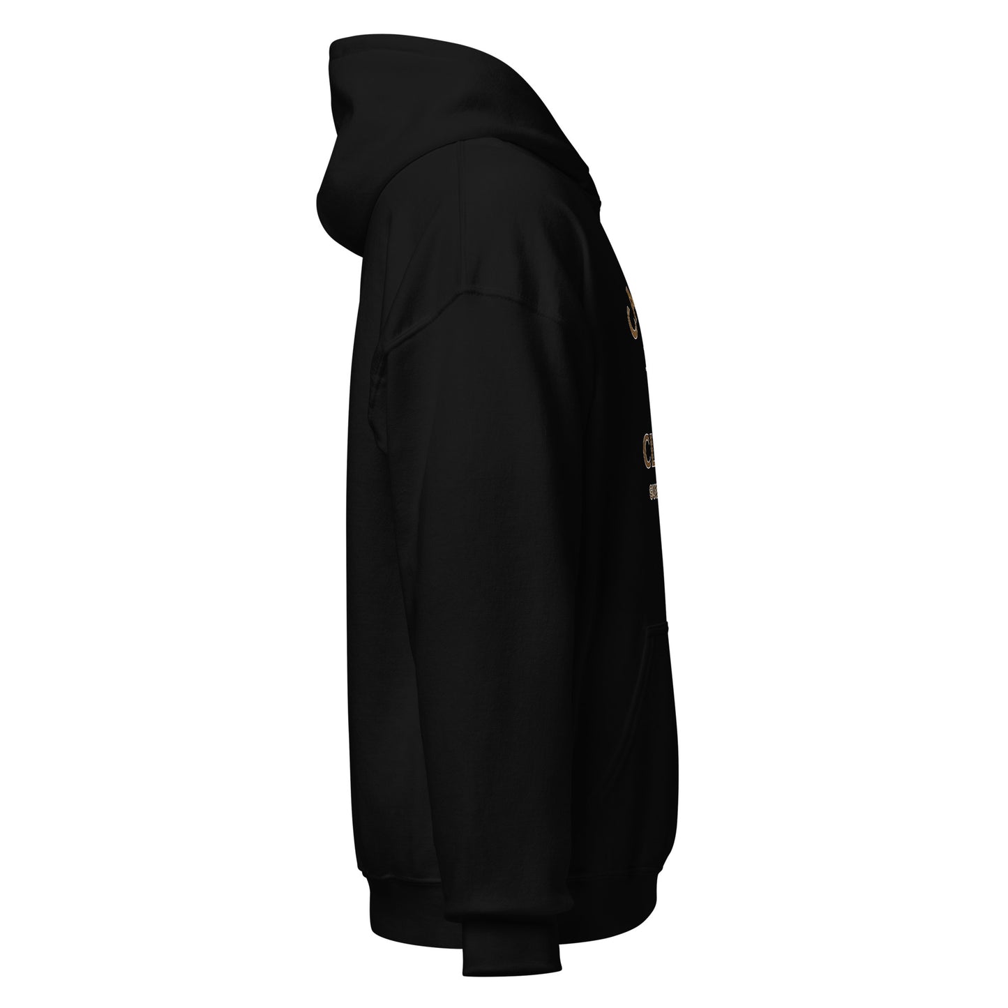 Side view of Black Candle Clarity Spiritual Hoodie by Enlight Me Center