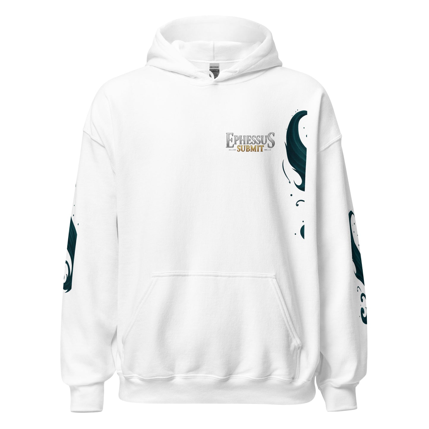 Front view of White Ephessus Divine Feminine Mermaid Ocean Power Hoodie by Enlight Me Center