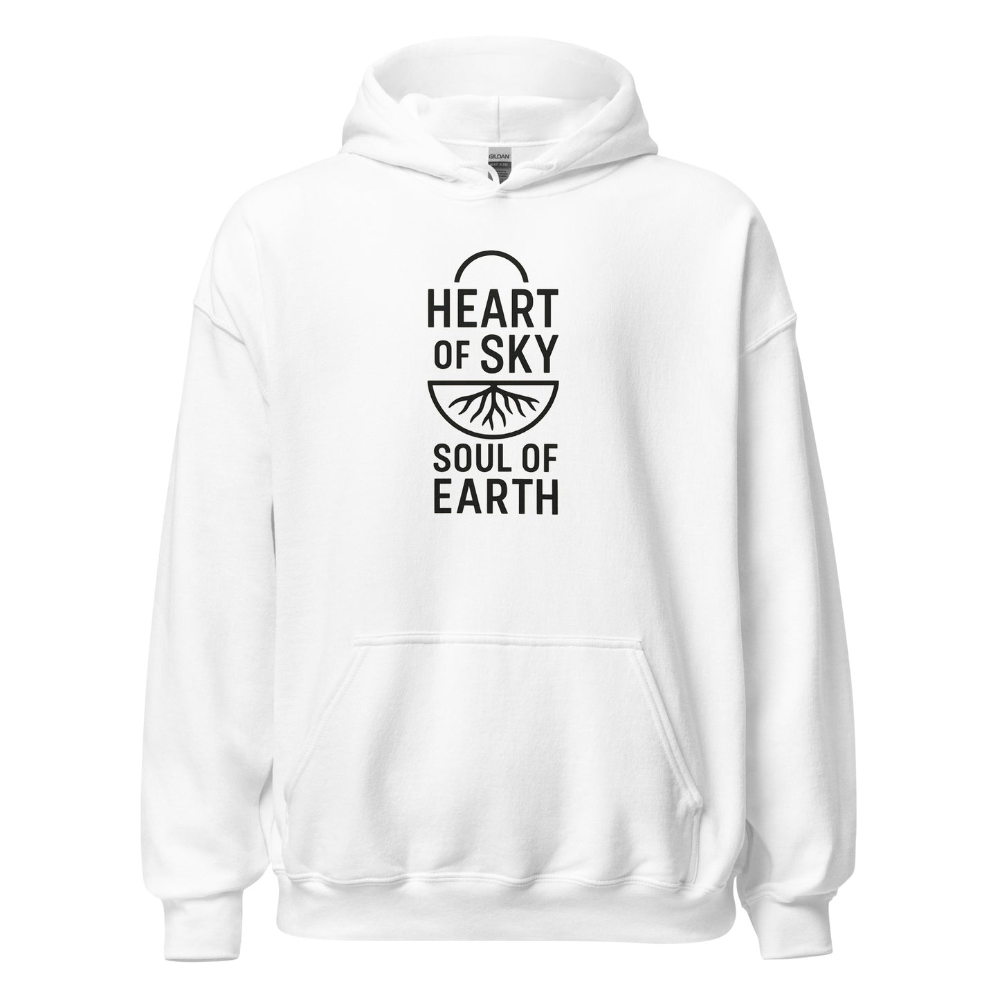 White Heart of Sky Soul of Earth Spiritual Wellness Unisex Hoodie — front view | EnlightMeCenter