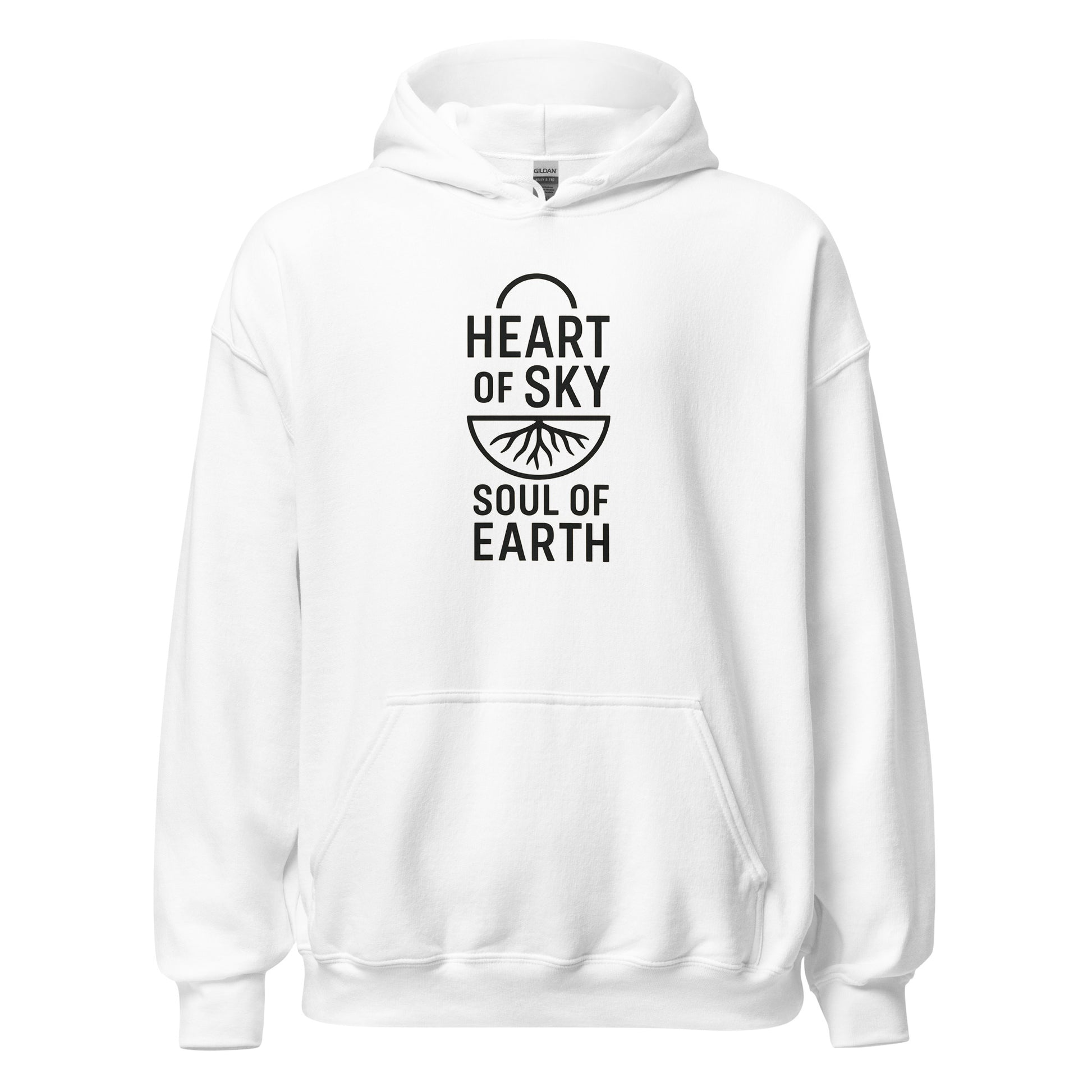 White Heart of Sky Soul of Earth Spiritual Wellness Unisex Hoodie — front view | EnlightMeCenter