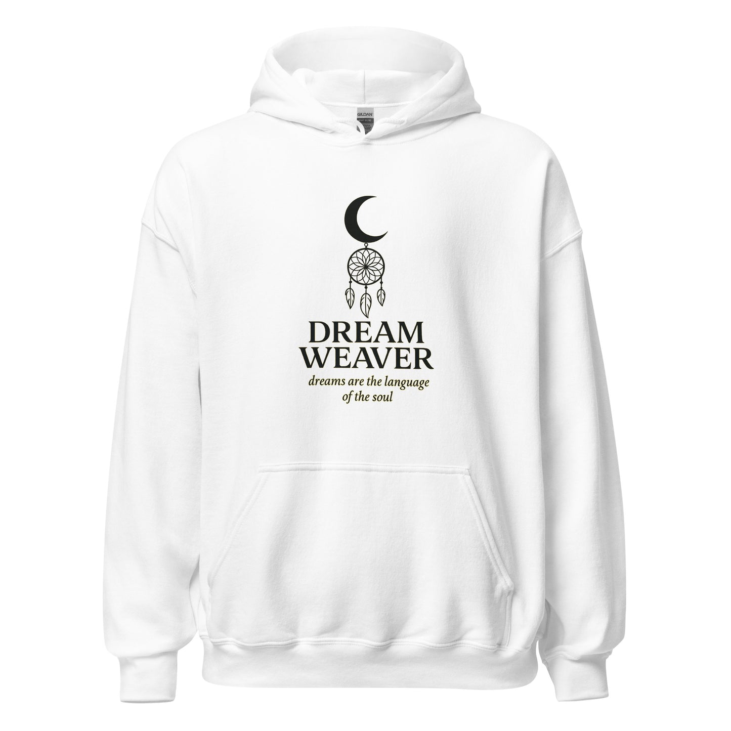 Front view of White Dream Weaver Celestial Soul Spiritual Spiritual Hoodie by Enlight Me Center