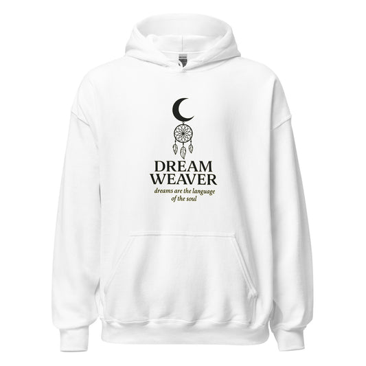 Front view of White Dream Weaver Celestial Soul Spiritual Spiritual Hoodie by Enlight Me Center