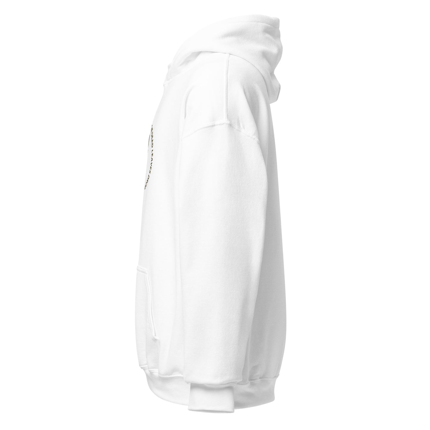 Side view of White Be Like a Tree and Let the Dead Leaves Drop Spiritual Healing Hoodie by Enlight Me Center