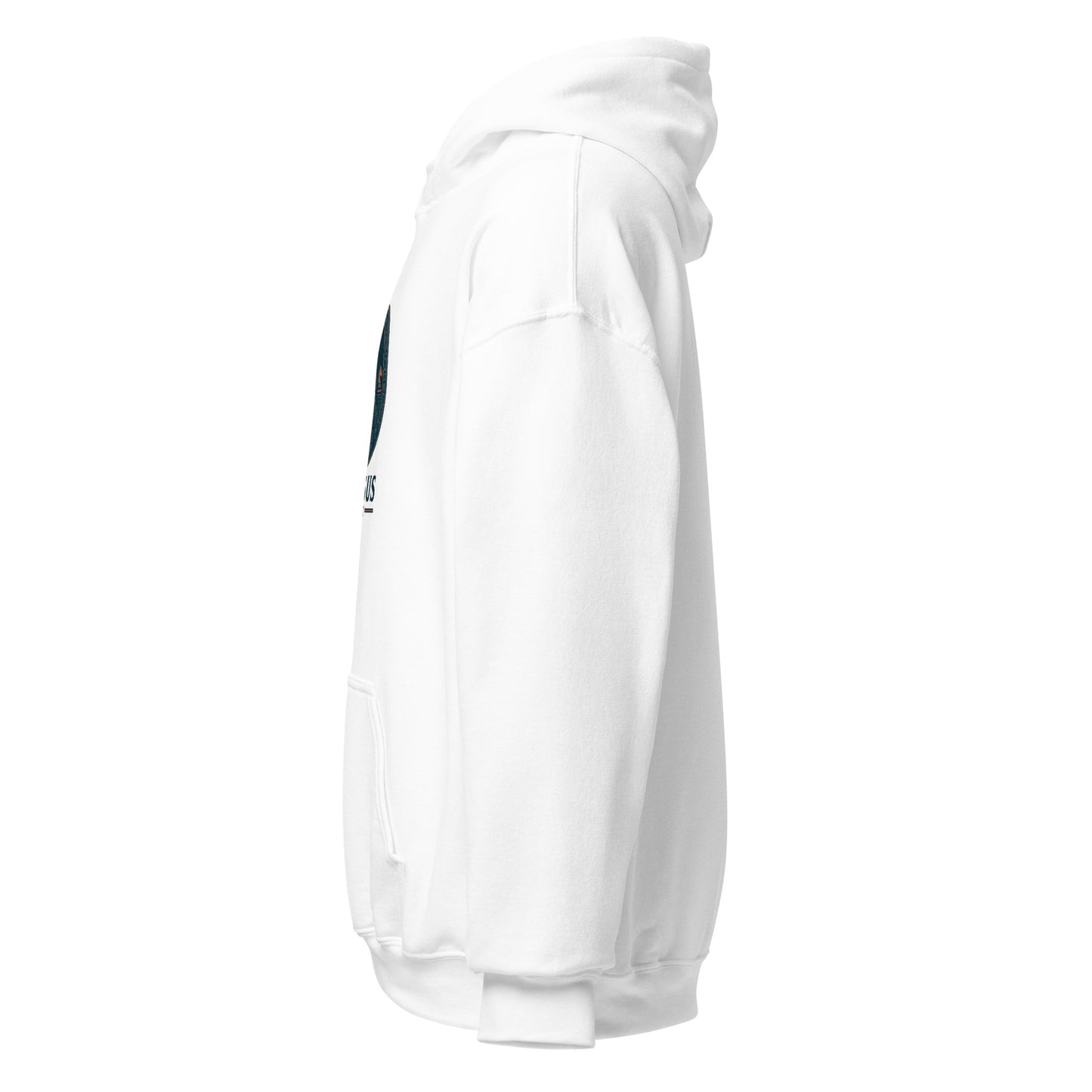 Side view of White Ephessus Athena The Defender Divine Feminine Hoodie by Enlight Me Center