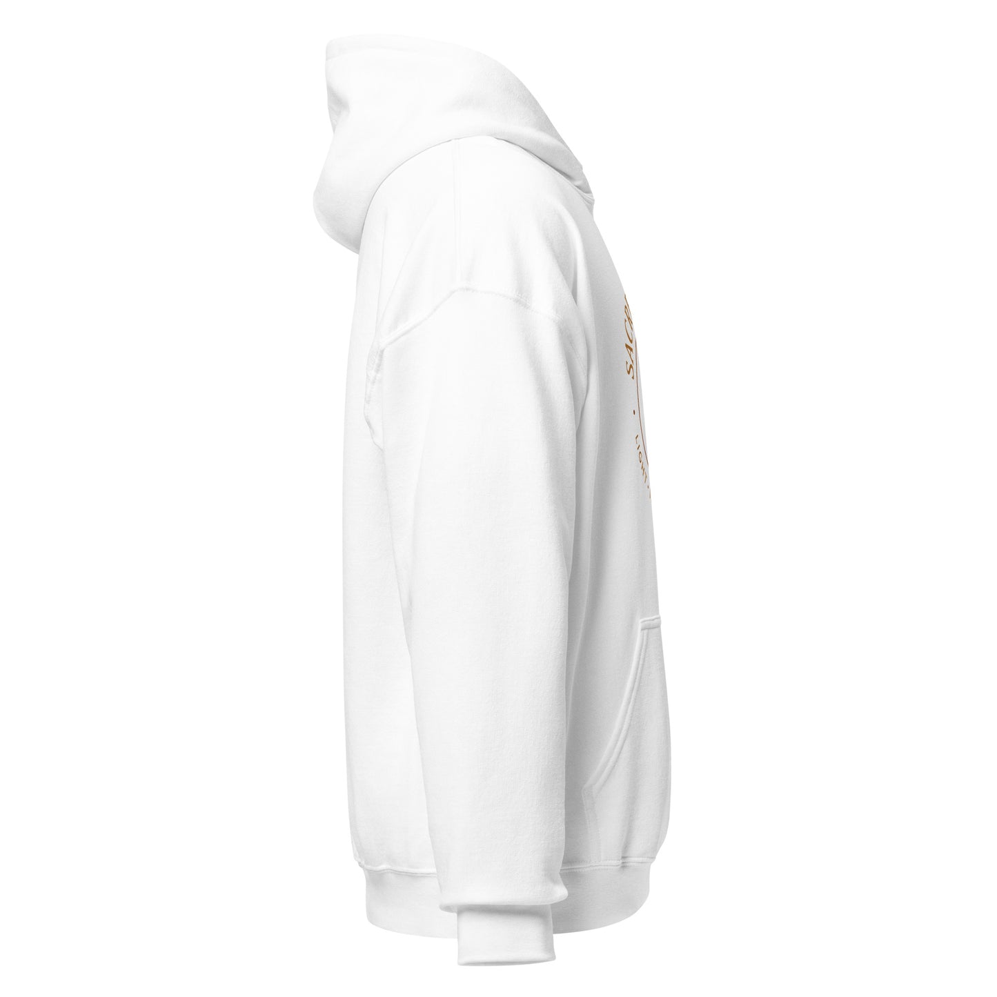 Side view of White Sacred Rituals Spiritual Hoodie by Enlight Me Center