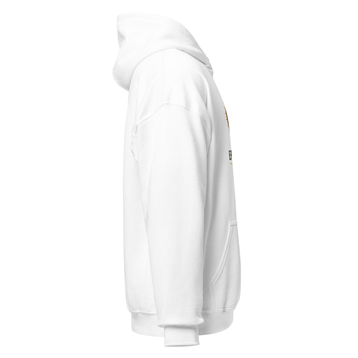 Side view of White Ephessus Apollo The Radiant Mythology Hoodie by Enlight Me Center
