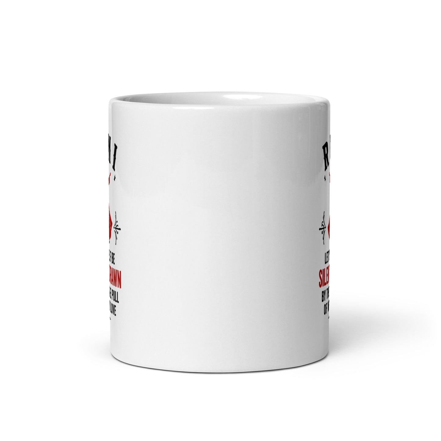White Silently Drawn Spiritual Quote Mug showing spiritual quote design