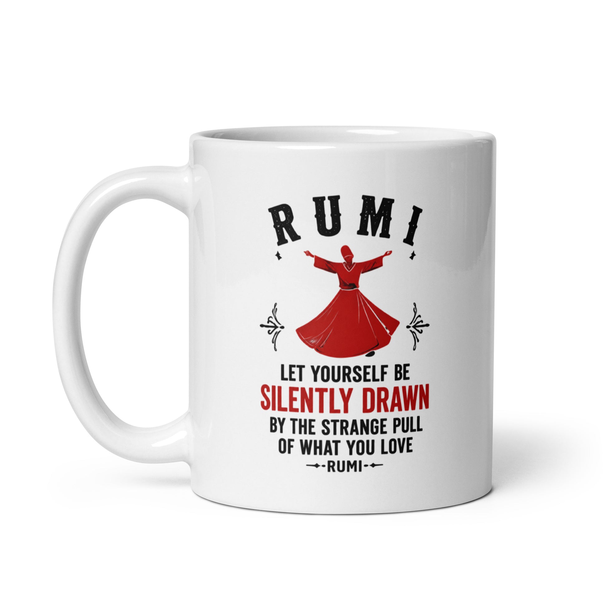 White Silently Drawn Spiritual Quote Mug showing spiritual quote design