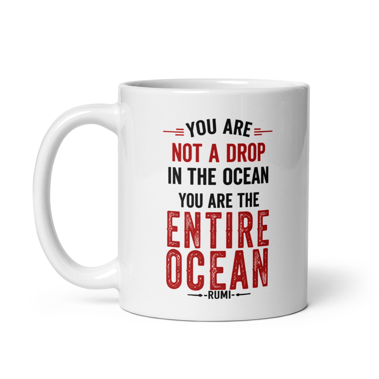 White Entire Ocean Spiritual Quote Mug showing spiritual quote design