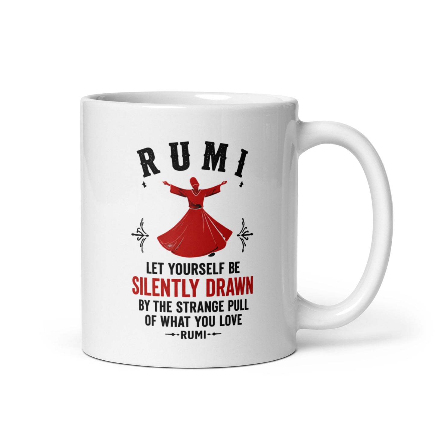 White Silently Drawn Spiritual Quote Mug showing spiritual quote design